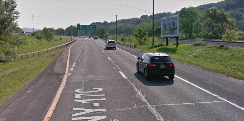 Google Street View of parallel highway to illustrate how people do not see billboards